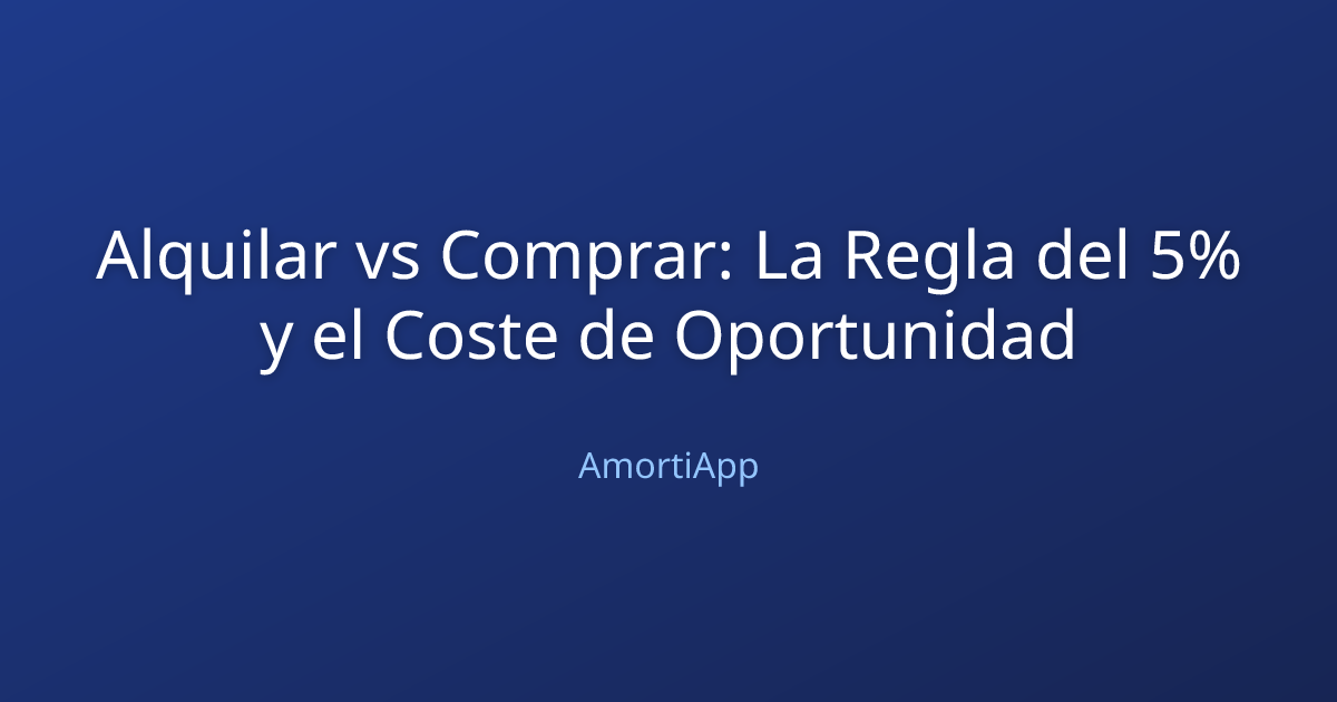 Alquilar vs Comprar: La Regla del 5% y el Coste de Oportunidad